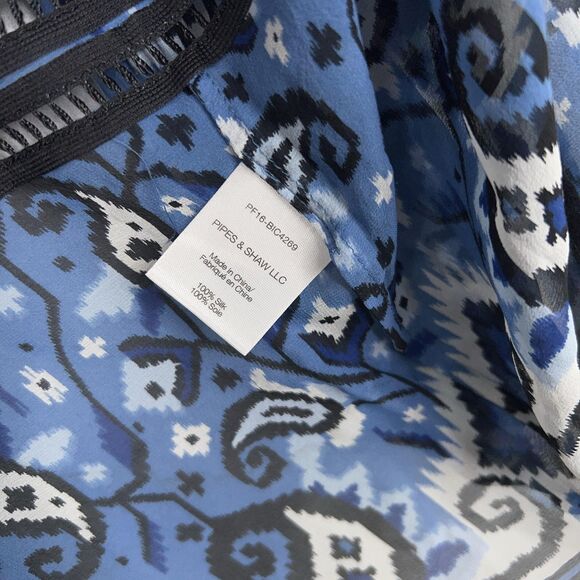 Veronica Beard Blouse Womens 8 Blue Silk Cabo Boho Top Peplum Lace Luxury - Picture 5 of 15